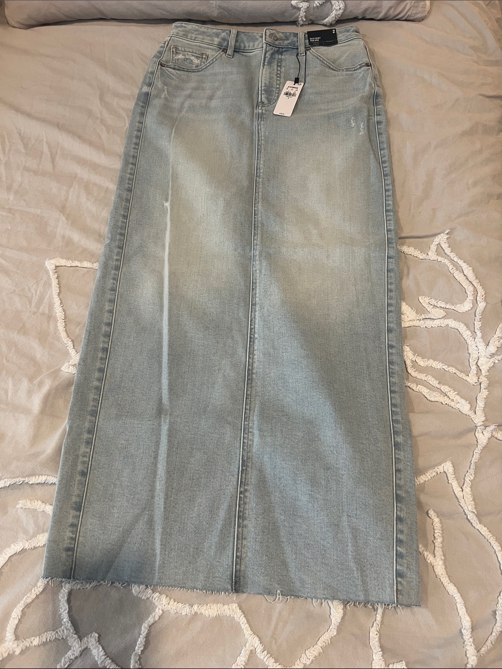 Express Light Blue Denim Maxi Skirt